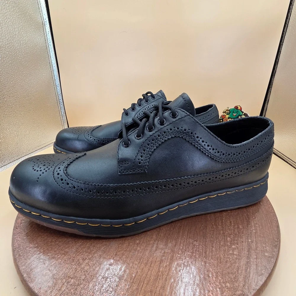Dr. Martens Gabe Wingtip Brogue Black Leather Shoes SoftWair Mens 14 AW004